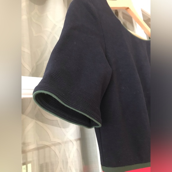 Boden US size 4P textured dress - pink and green banding at waist, bottom hem - Picture 15 of 16